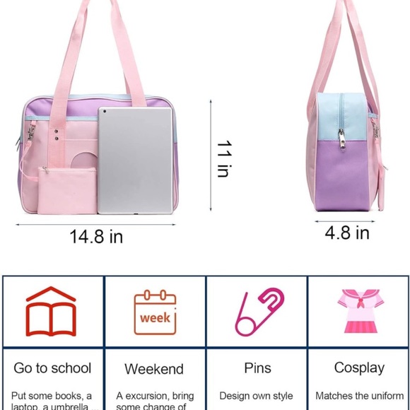 Japanese school bag ita display heart Kawaii cute pastel laptop binder - Picture 4 of 5